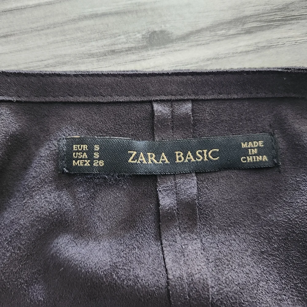 Zara Faux Suede Fringe Open Cardigan Jacket black size S - Picture 4 of 4